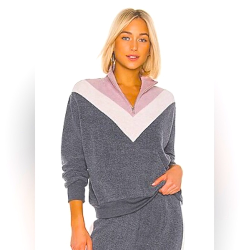 Wildfox Couture Soto Warmup Sweatshirt in Night & Crush & Rose color. S. EUC.